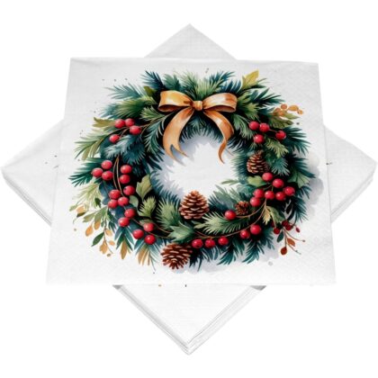 Servietten Weihnachtskranz (33x33 cm, 20 Stk.)