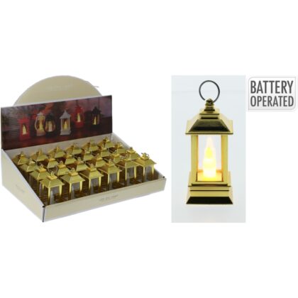 Laterne klein mit Led Kerze (9 cm, gold warmweiss)
