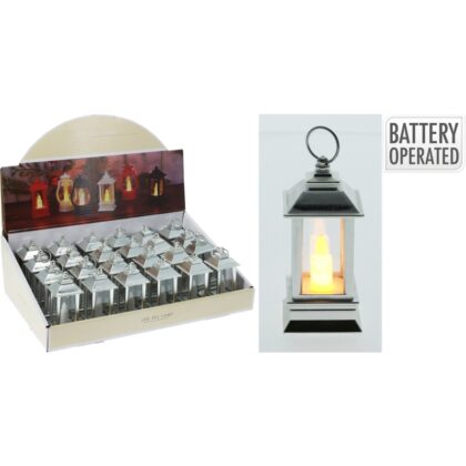 Laterne klein mit Led Kerze (9 cm, silber warmweiss)