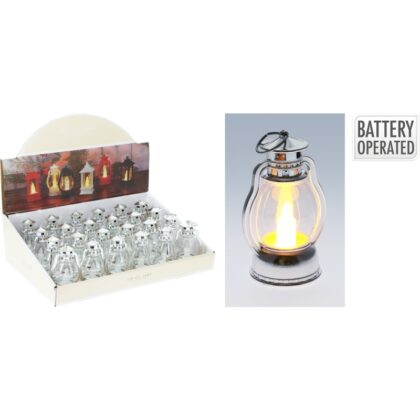 Oel Lampe mit Kerze (warmweiss silber 9cm)