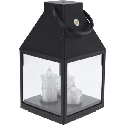 Laterne mit LED Kerzen 25cm (exkl. 3xAAA Batterien)